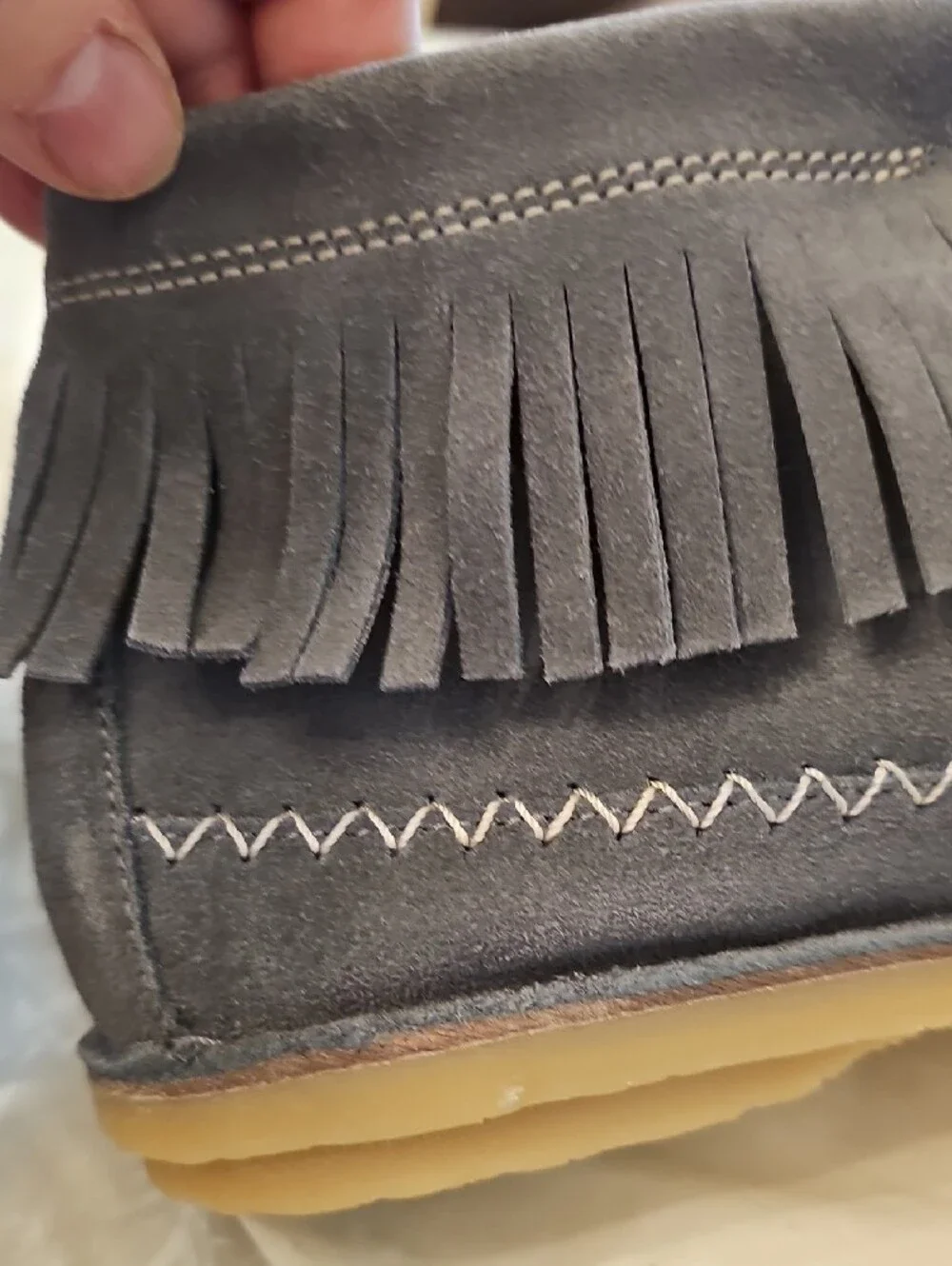 Women's Fringe Ankle Boots Gray Suede Leather